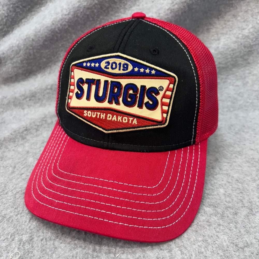 Sturgis South Dakota 2019 Mens Red Otto Trucker Hat Snapback Mesh Patch OSFM